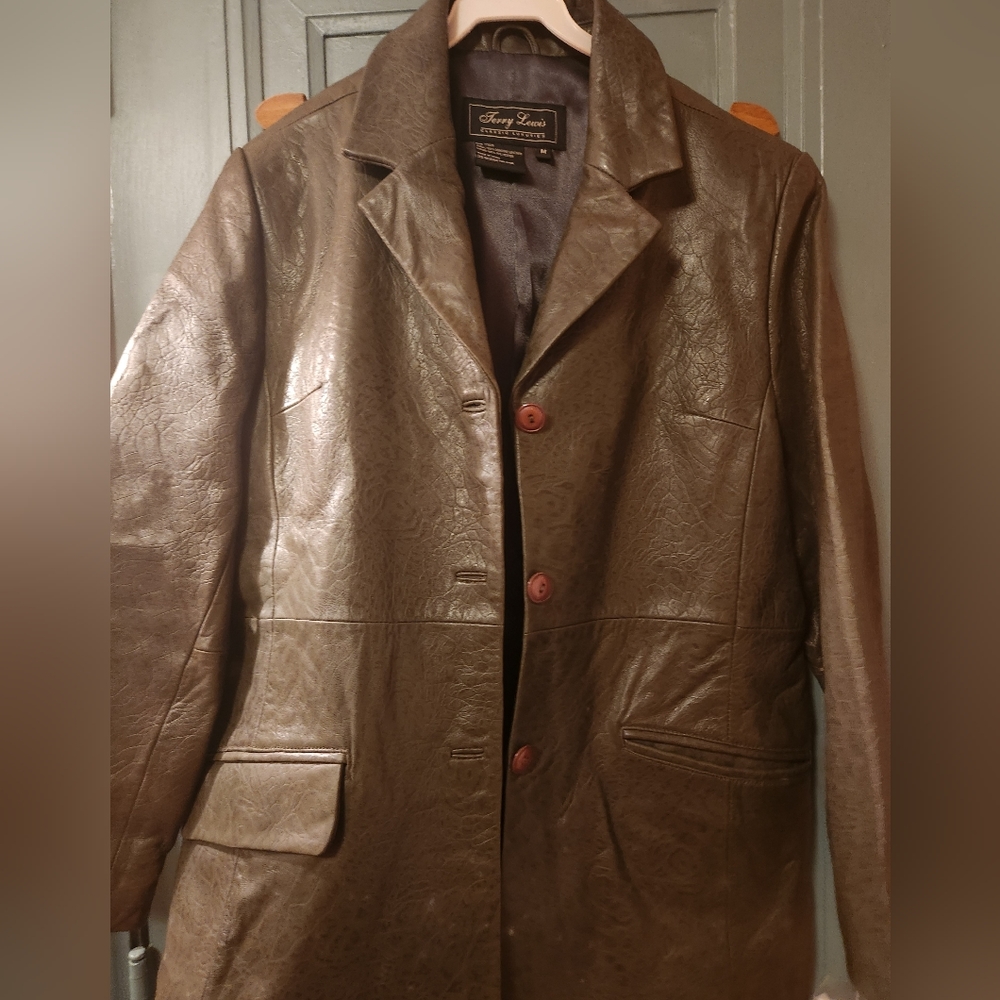 Vintage Green Snakeskin Leather Blazer - Picture 2 of 7